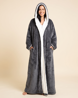 CozyPlaid Gris – peignoir plaid chauffant