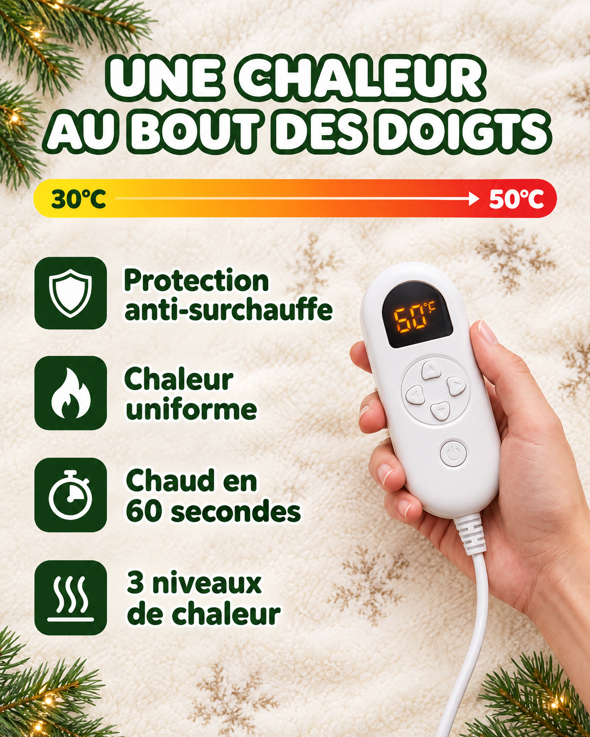 Télécommande 3 niveaux de chaleur – CozyPlaid